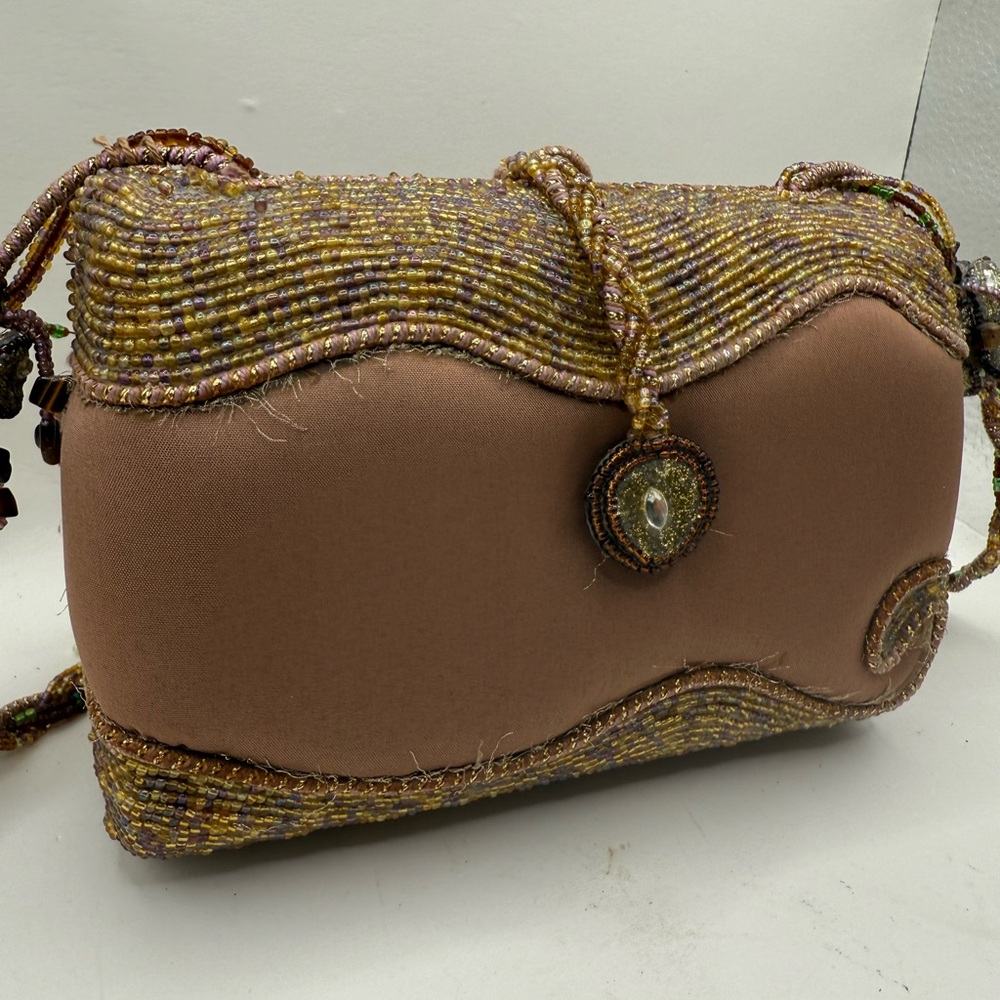 Vintage Mary Frances Embellished Floral Beaded Gems Crossbody Purse Clutch - Picture 4 of 16